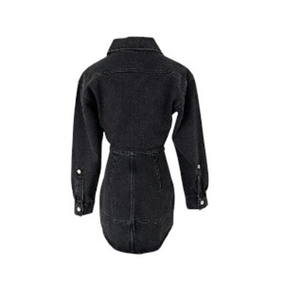 ZARA Long Sleeve Button Front Denim Mini Dress Black Size XS NWT - Picture 5 of 9